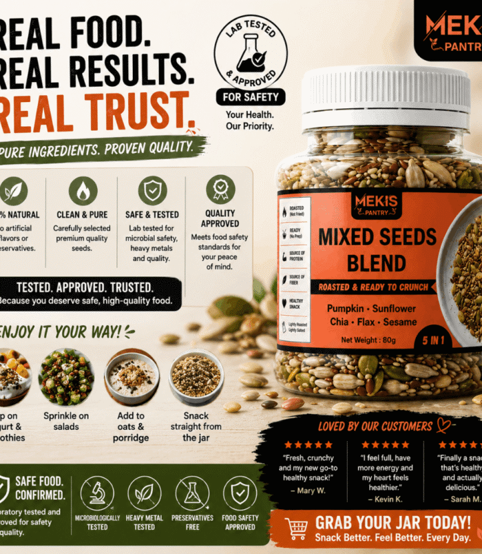 Mekis 5 in 1 Mixed Seeds Blend - Lightly roasted and lightly sea salted for great taste