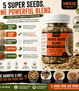 Mekis 5 in 1 Mixed Seeds Blend - Lightly roasted and lightly sea salted for great taste