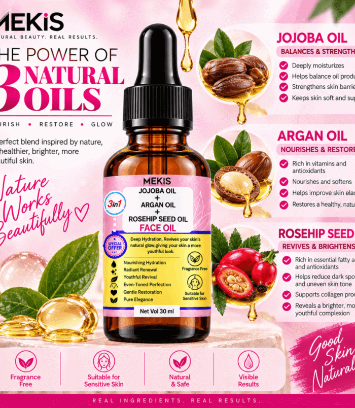 3-in-1 Jojoba + Argan + Rosehip Seed Face Oil -